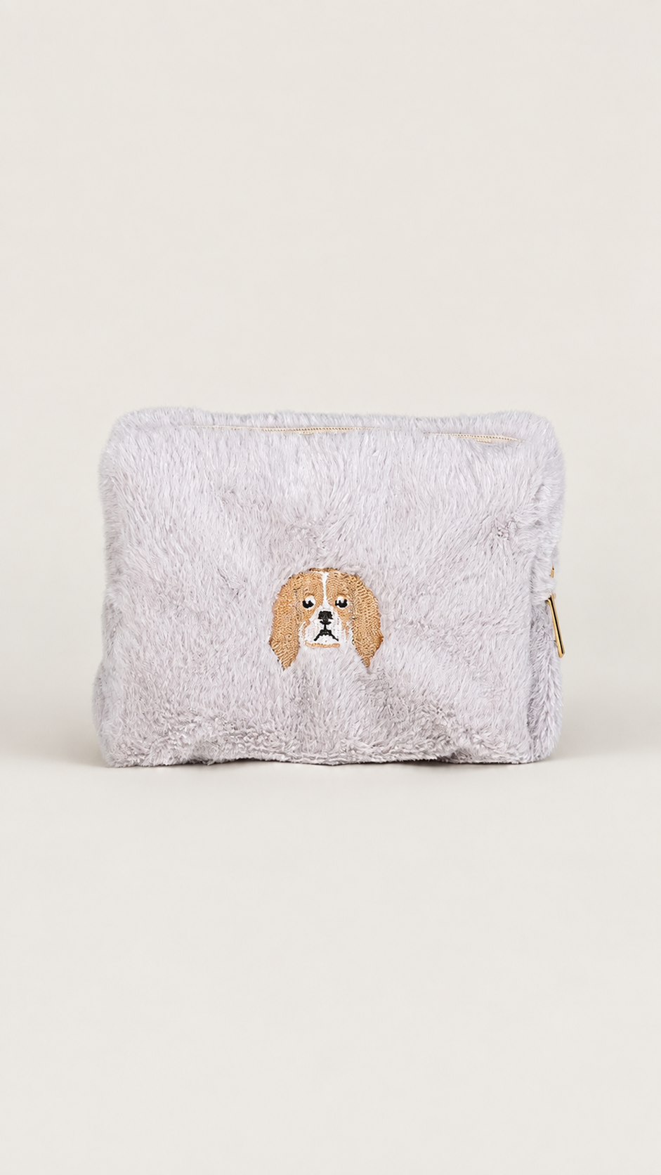 Necessaire Feminina de Pelúcia Melina Cinza