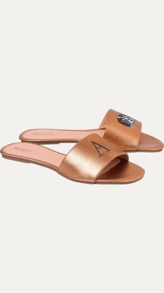 Rasteirinha Feminina Metalizada Beatrice Bronze