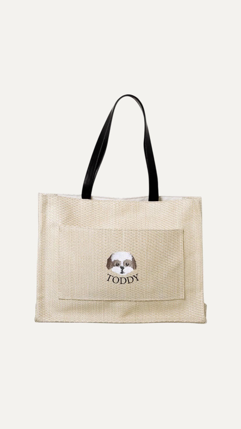 Bolsa Feminina de Palha Betina Natural Alça Preta