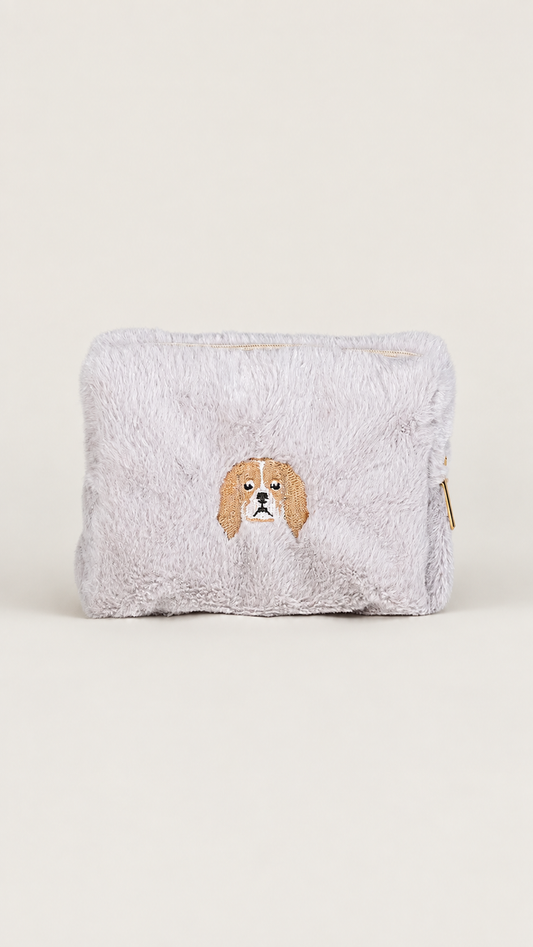 Necessaire Feminina de Pelúcia Melina Cinza