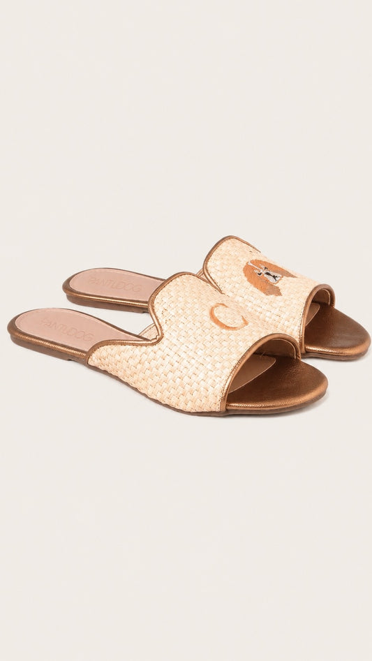Mule Feminina de Palha Stella Bronze